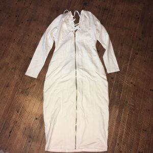 Poetic Justice M NWT white cosplay lace up back cream knit dress